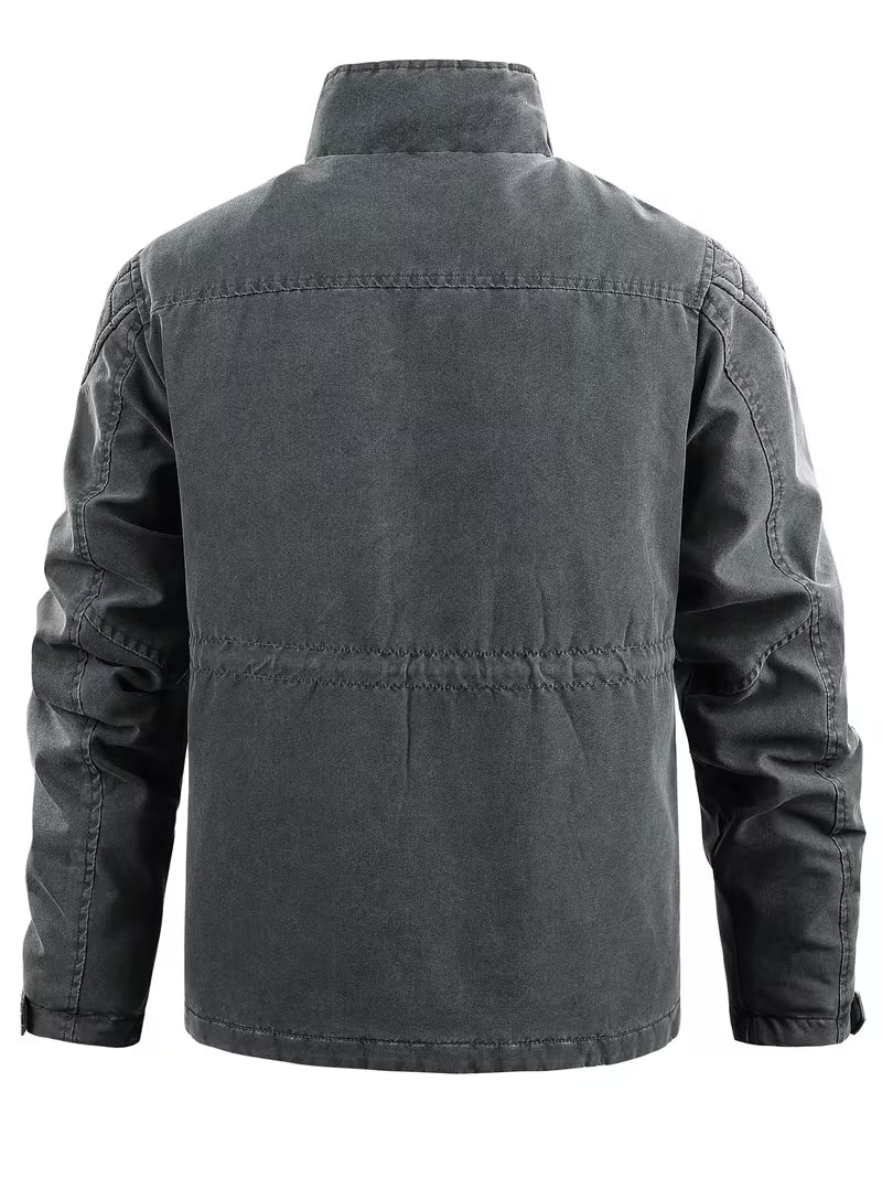 Blake | Utility Cargo Denim Jacket Charcoal Quilted