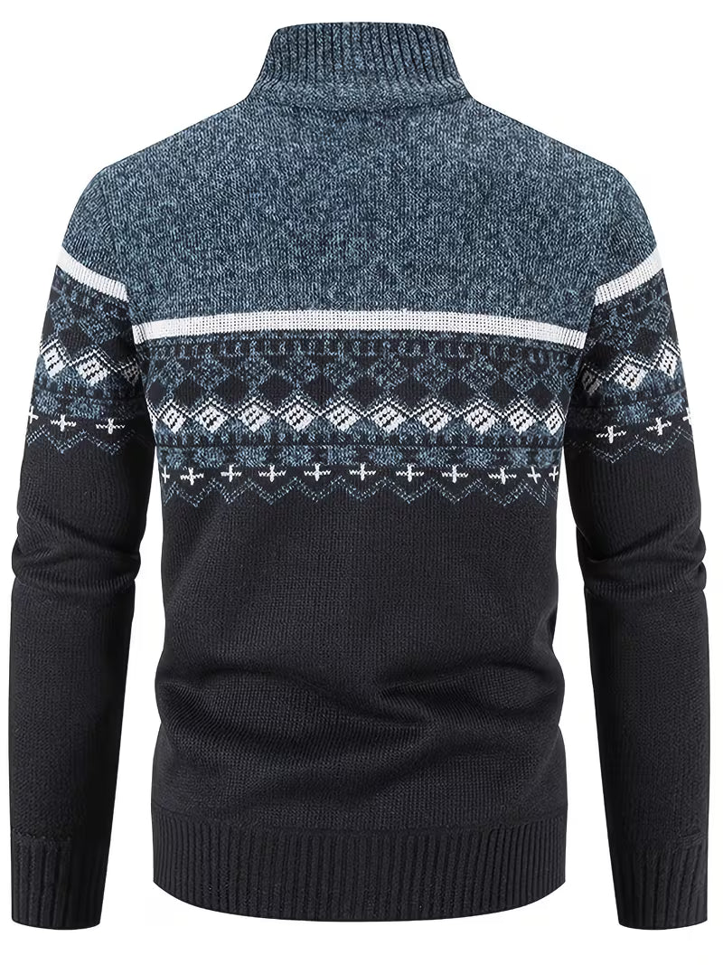 Otto | Geometric Wool Cardigan Black Gray White