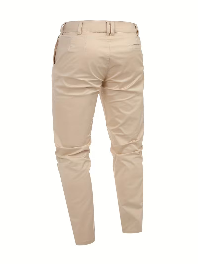 Bram | Mens Chinos Beige Tapered Stretch