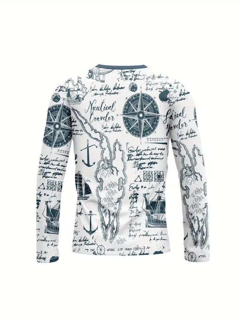Blake | Graphic Sweater Cream Nautical Traveler