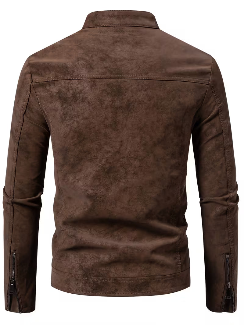 Blake | Suede Moto Jacket Brown Zip Up