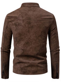 Blake | Suede Moto Jacket Brown Zip Up
