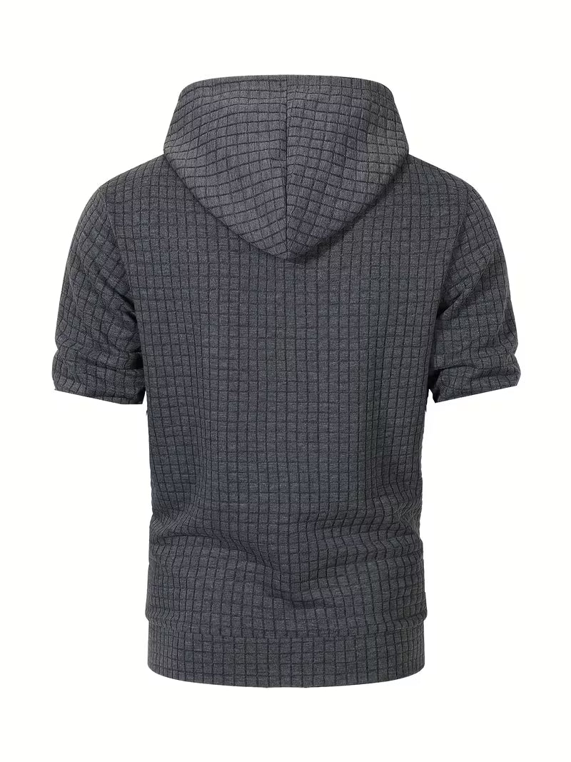 Leon | Casual Quilted Hoodie Gray Short Sleeve Orange Drawstrings