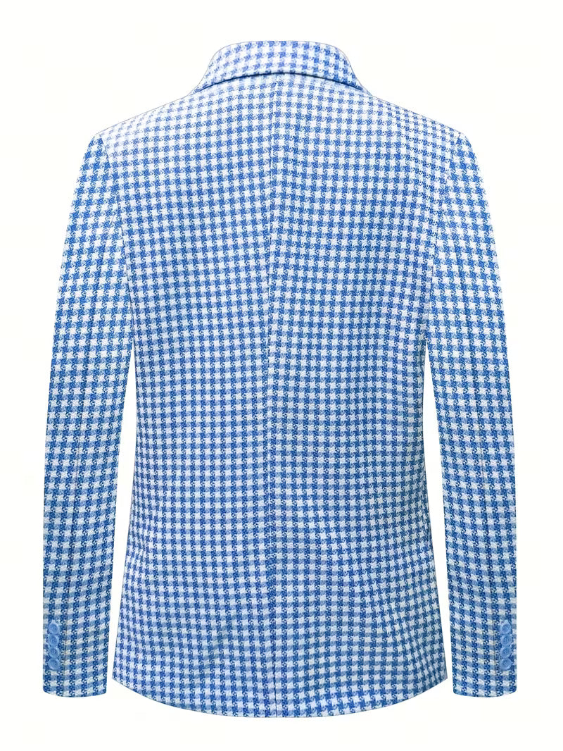 Max | Houndstooth Double Breasted Blazer Blue White