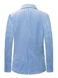 Max | Houndstooth Double Breasted Blazer Blue White