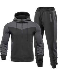 Cliff | Colorblock Zip Up Hoodie Sweatsuit Black White