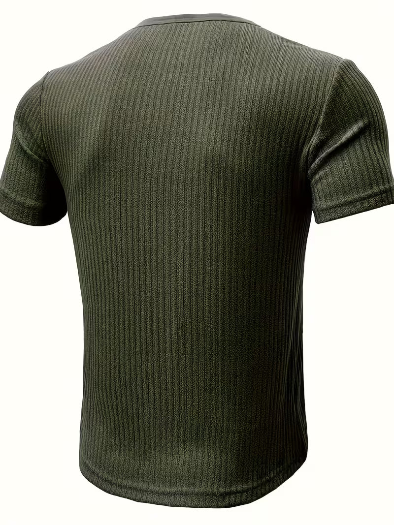 Blake | Casual Henley Shirt Olive Green Short Sleeve