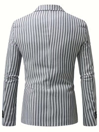 Blake | Pinstripe Blazer Gray White Single Breasted