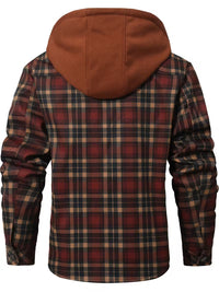 Rory | Plaid Sherpa Lined Hooded Jacket Burgundy Fleece
