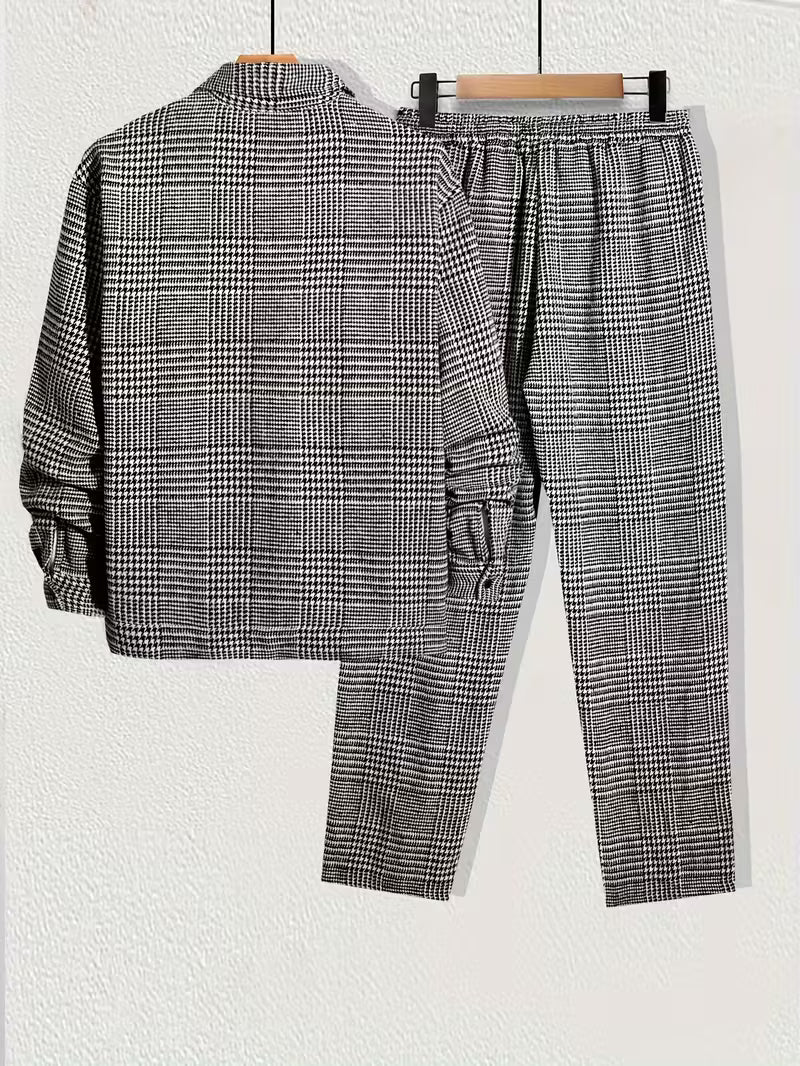 Milo | Casual Houndstooth Sweatsuit Black White