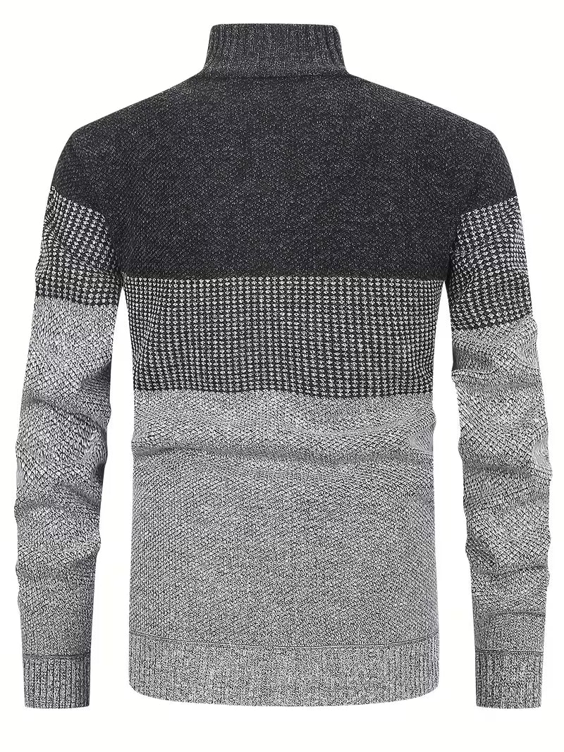 Heath | Casual Colorblock Zip Up Sweater Vest Gray Cream
