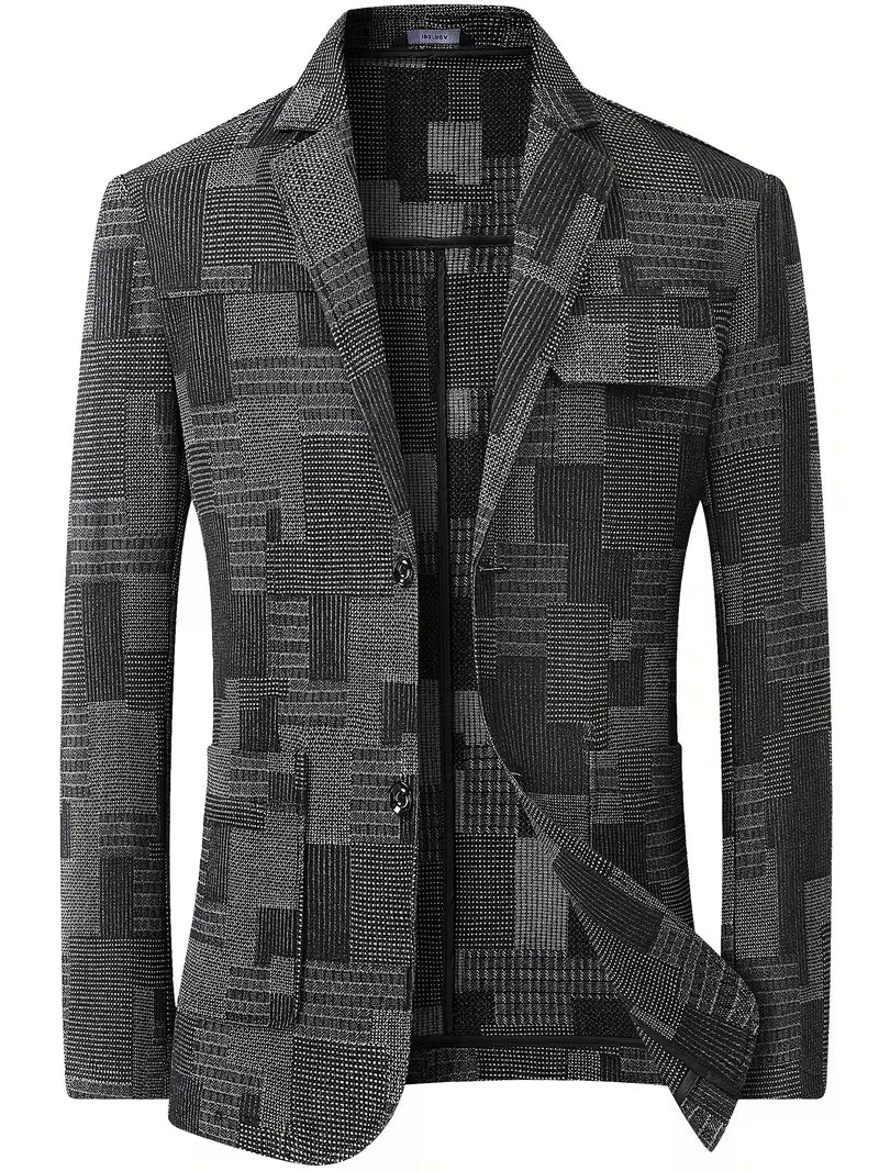 Cliff | Check Blazer Gray Black Geometric Pattern