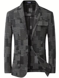 Cliff | Check Blazer Gray Black Geometric Pattern
