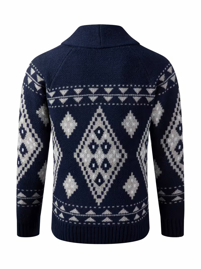 Blake | Argyle Cardigan Sweater Vest Navy Cream
