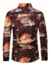 Theo | Floral Button Up Shirt Black Cream Orange