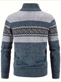 Tate | Patterned Wool Cardigan Vest Gray Navy