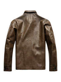 Blake | Casual Leather Jacket Brown Multi Pocket