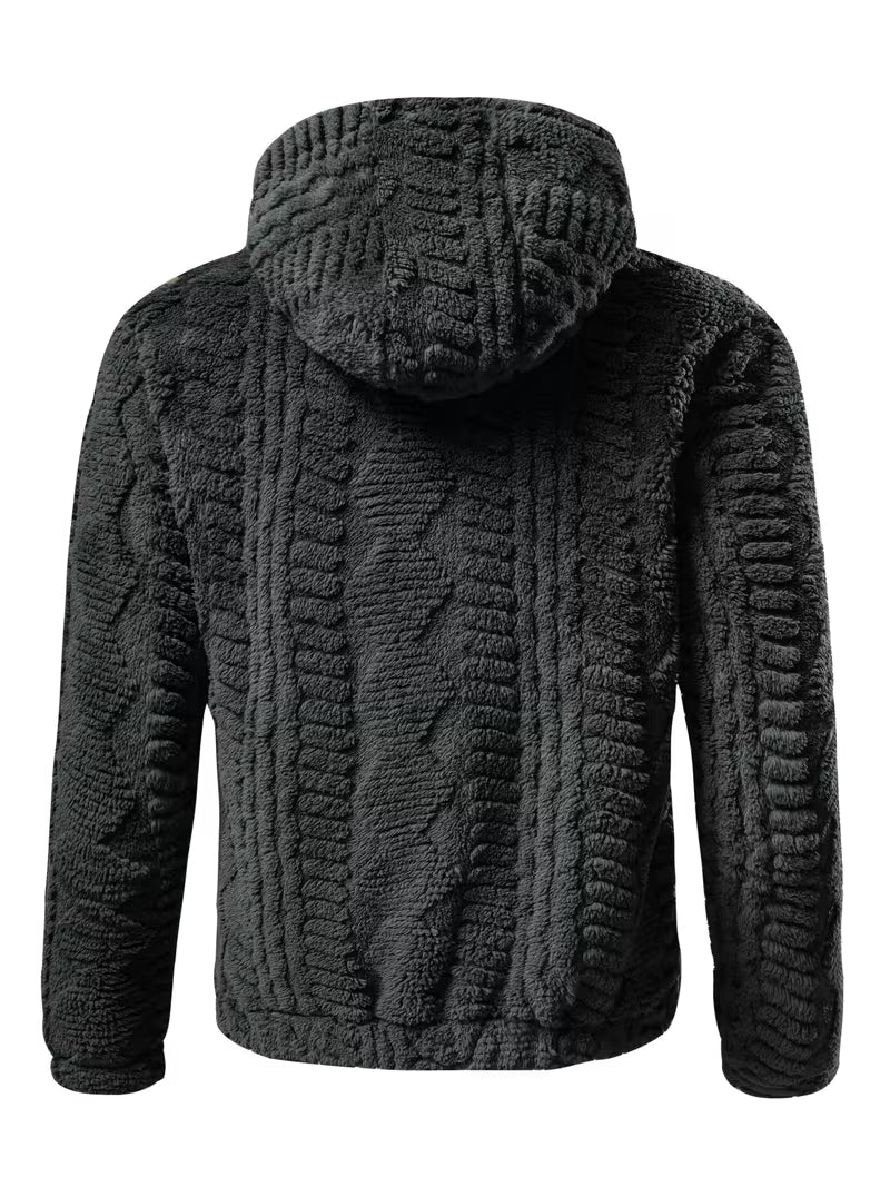 Otto | Fleece Jacket Black Hooded Textured