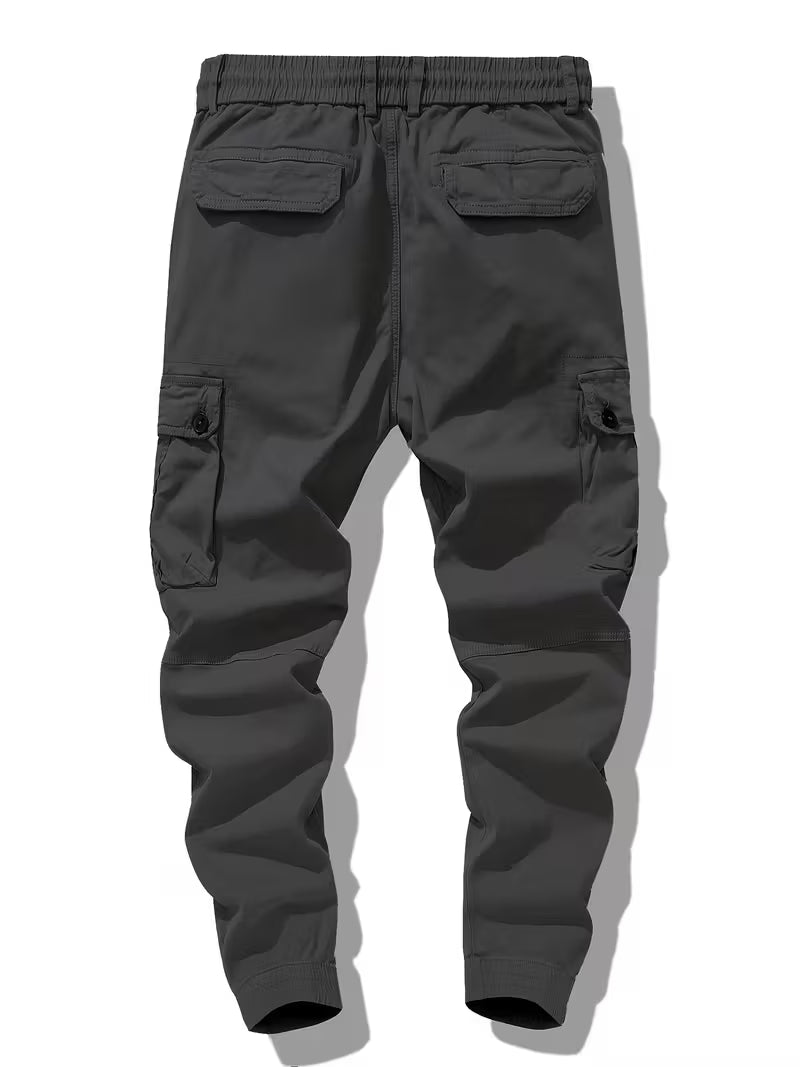 Caleb | Mens Cargo Pants Gray Tapered Jogger Cuff