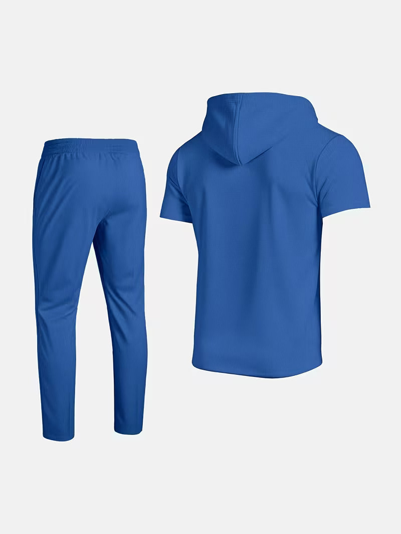 Blake | Mens Sweatsuit Waffle Knit Royal Blue Hooded