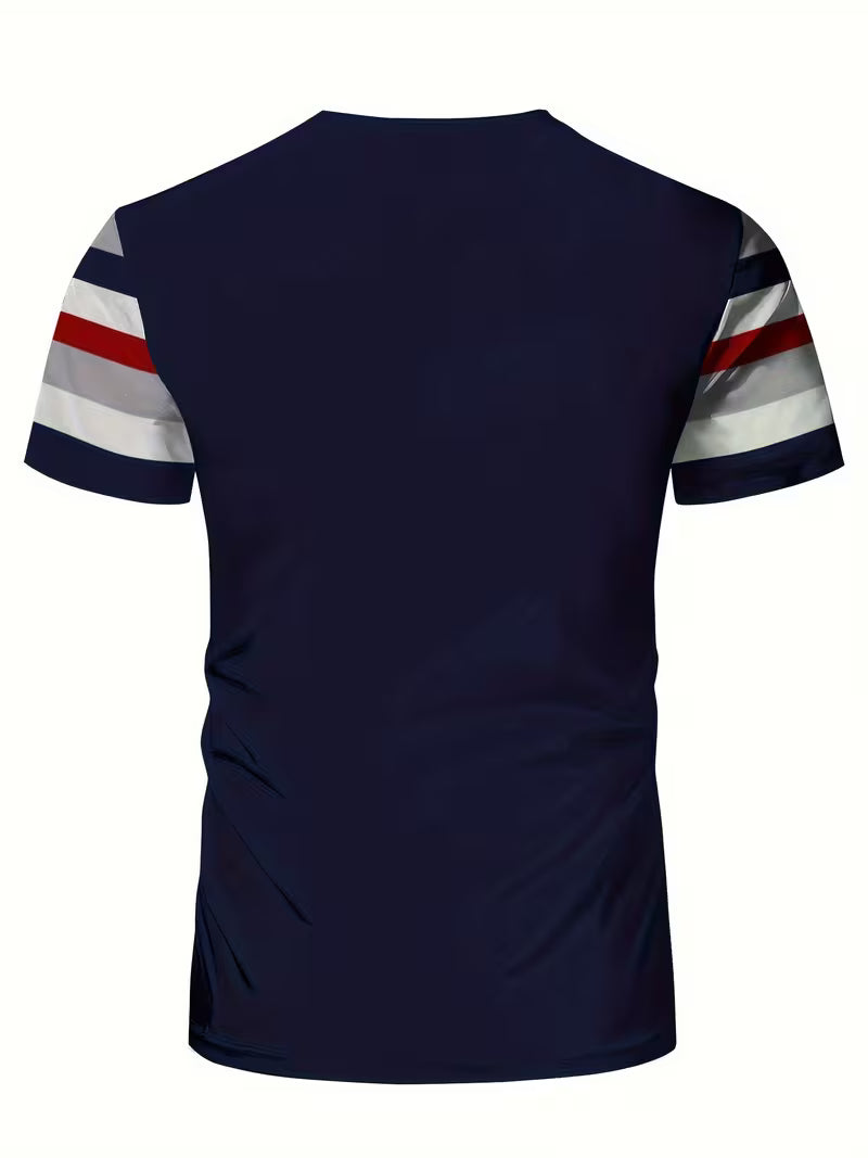 Blake | Striped Colorblock T Shirt Navy Red White Gray