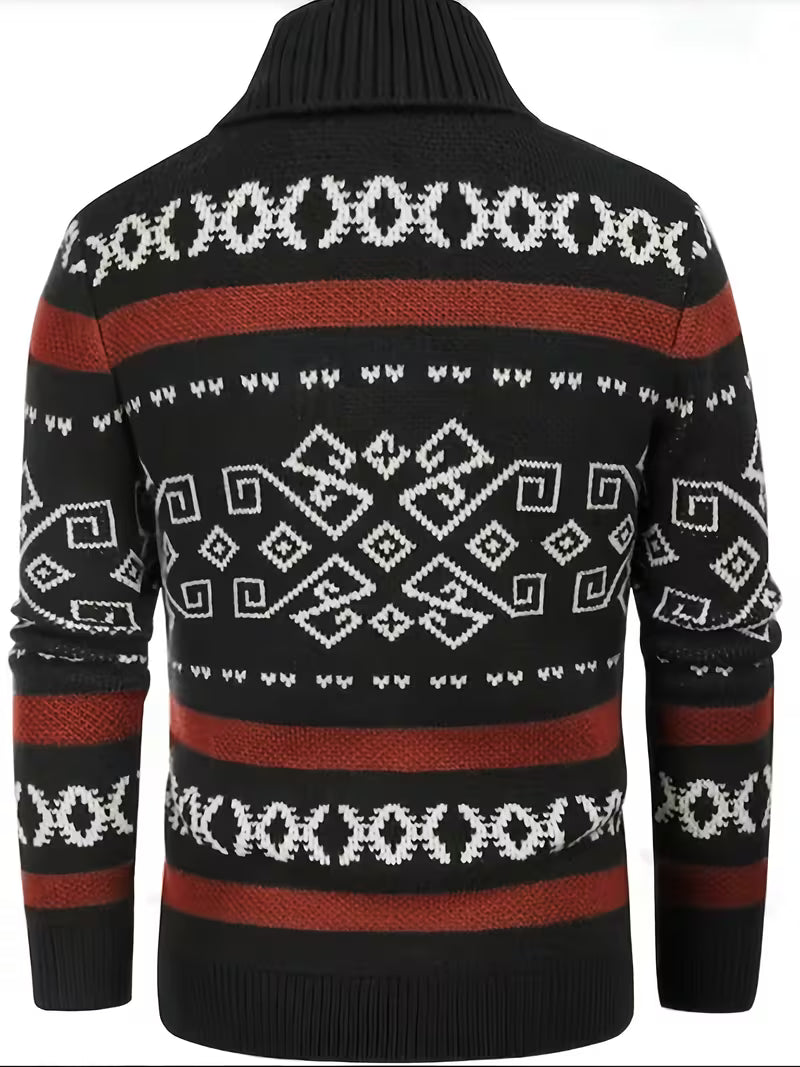 Theo | Vintage Fair Isle Cardigan Vest Black Red Cream
