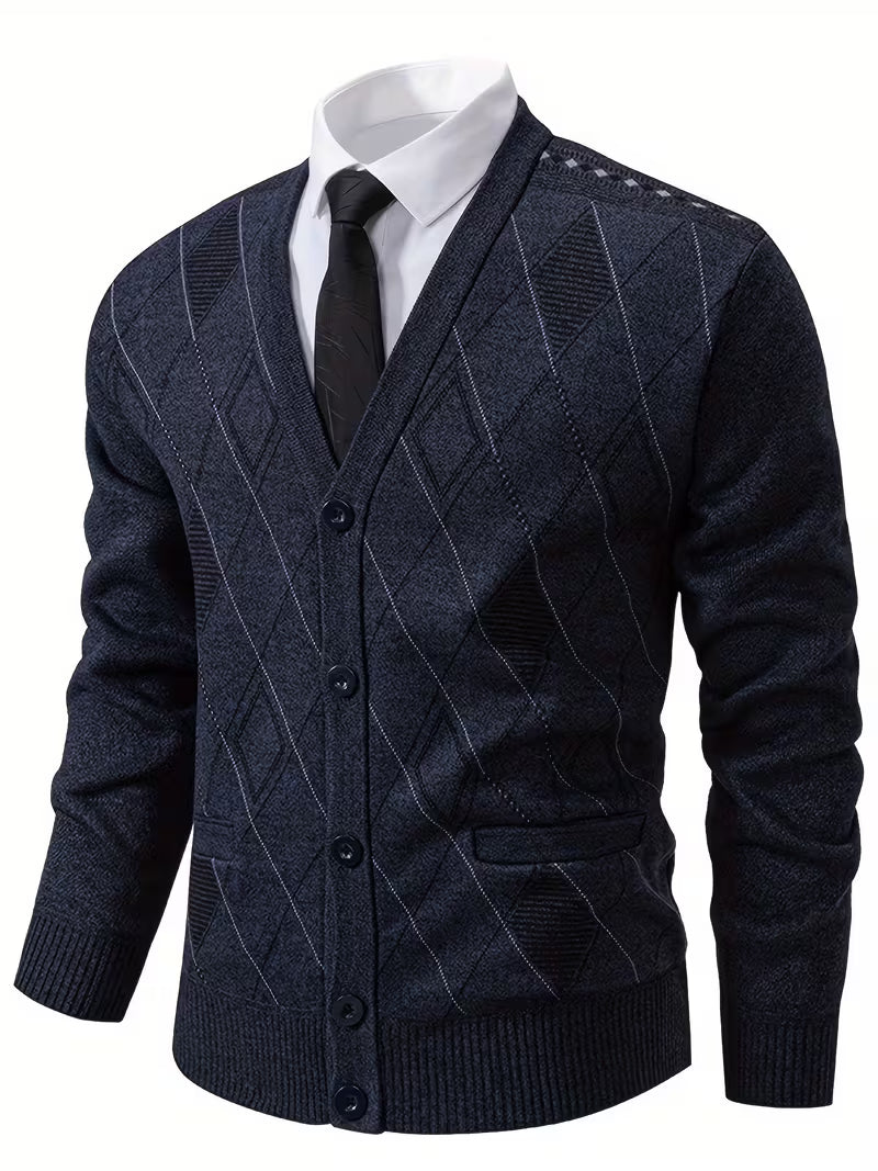 Nash | Argyle Cardigan Sweater Vest Navy Button Up
