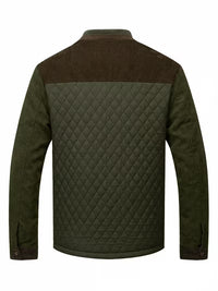 Blake | Quilted Puffer Jacket Olive Green Corduroy Trim