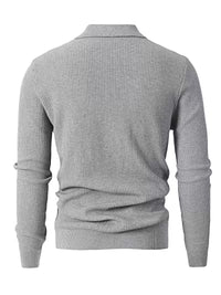 Blake | Ribbed Knit Quarter Zip Polo Sweater Gray