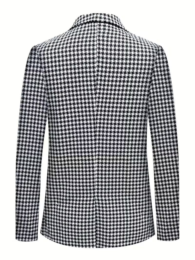 Heath | Houndstooth Check Blazer Black White