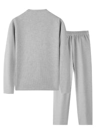 Otto | Casual Sweatsuit Gray Waffle Knit Button Detail