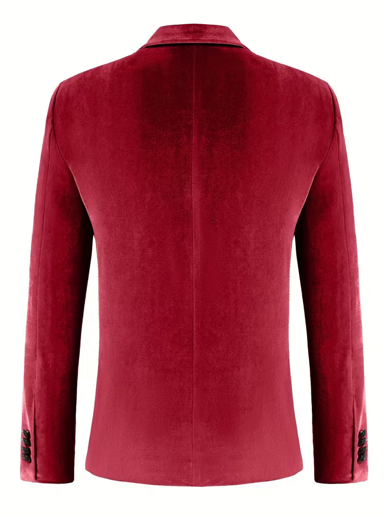Blake | Velvet Blazer Red Single Button Casual