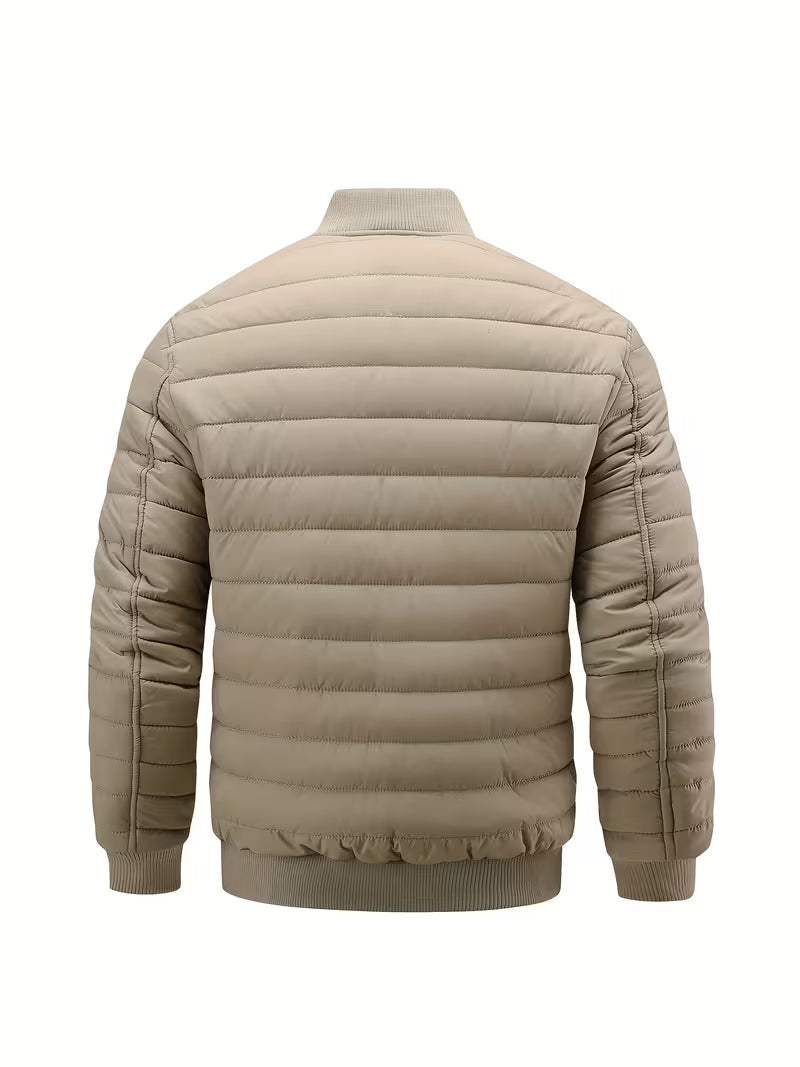Bram | Quilted Puffer Jacket Cream Ribbed Collar