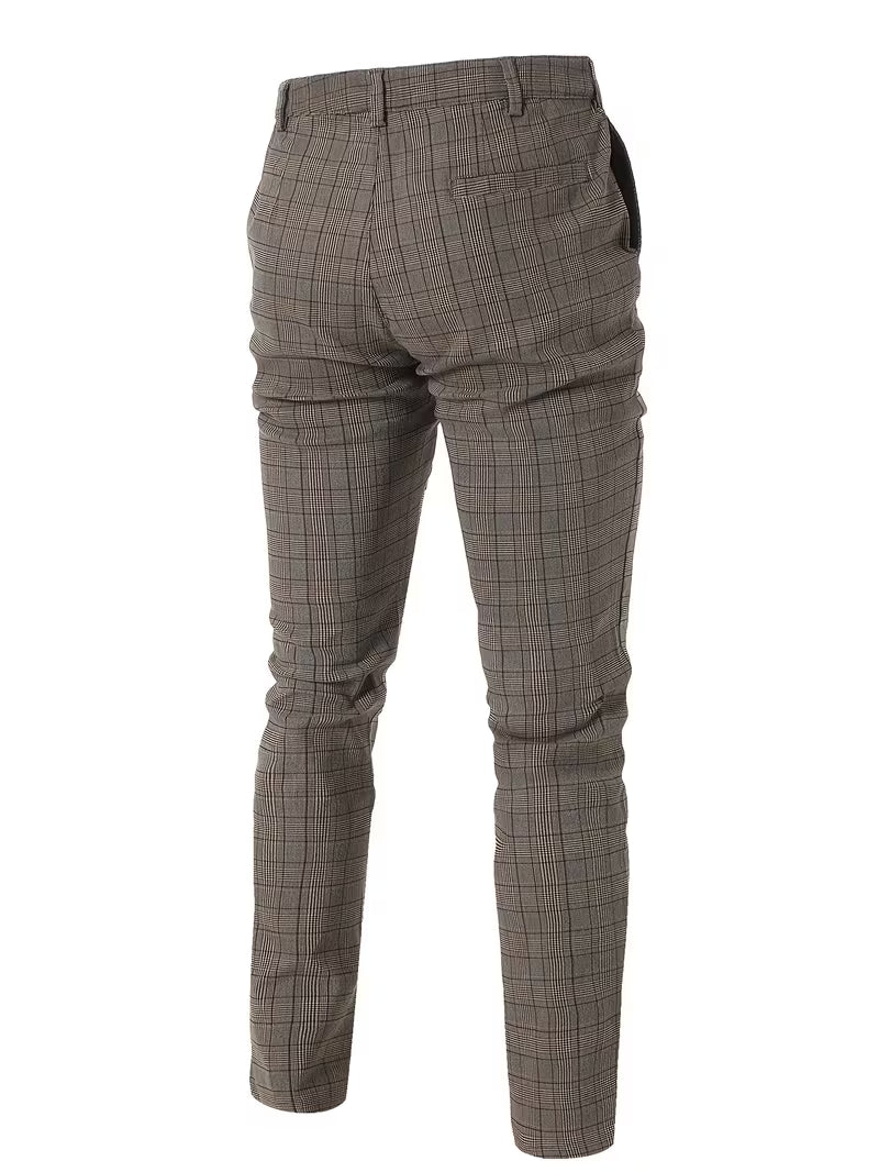 Leo | Check Tailored Dress Pants Gray Pleated