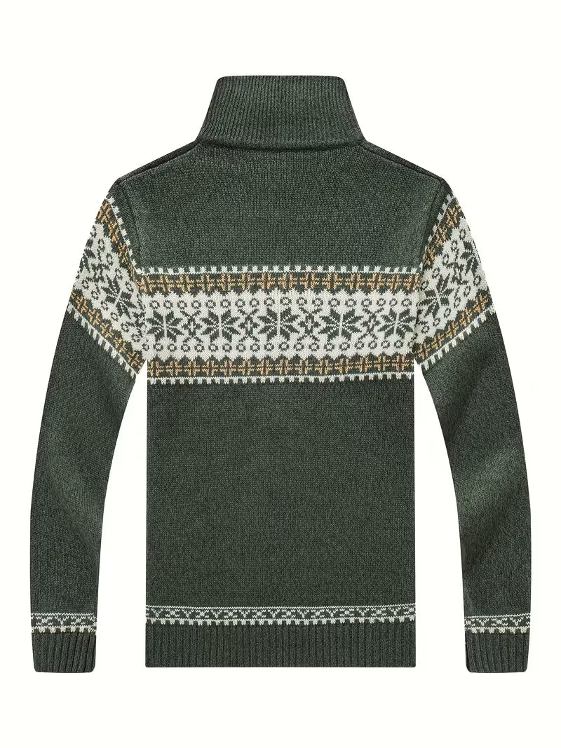 Voss | Icelandic Knit Cardigan Vest Dark Green White Fair Isle