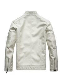Blake | Moto Leather Jacket Cream Quilted Sleeves