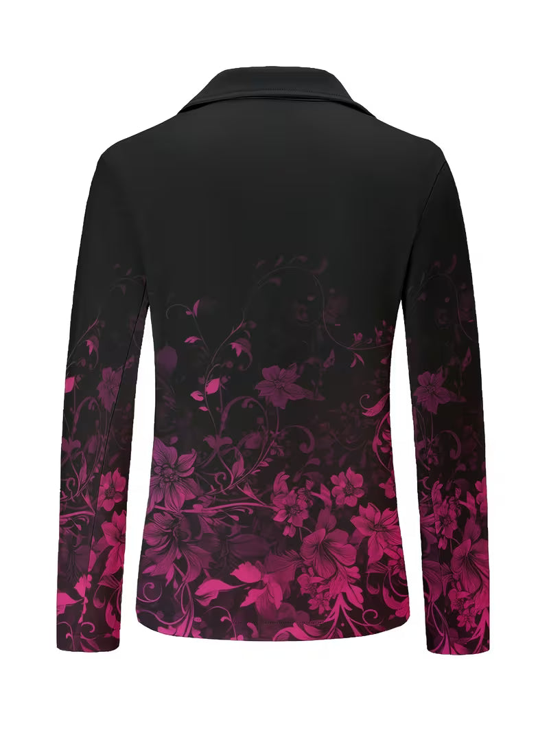 Blake | Casual Floral Blazer Black Pink Gradient