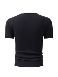 Blake | Geometric Cable Knit Sweater Black White Crew Neck