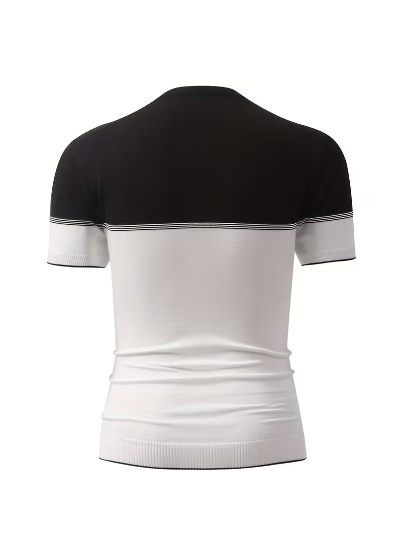 Dean | Casual Color Block T Shirt Black White
