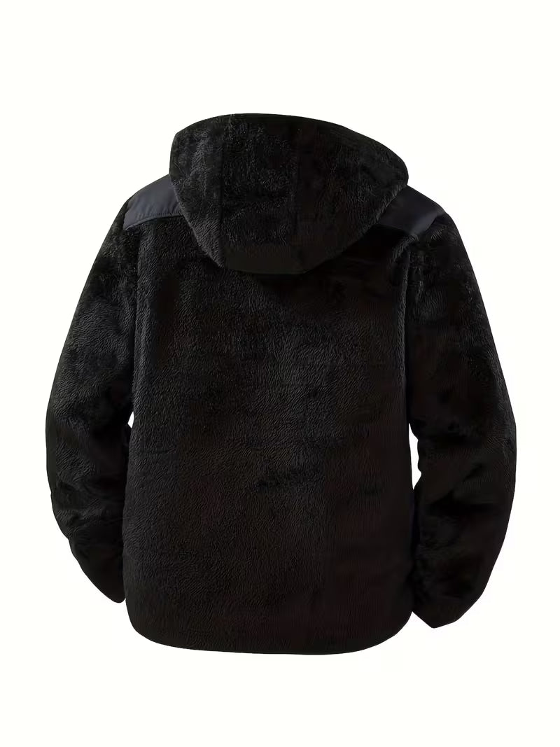 Blake | Fleece Hooded Jacket Black Zip Up Warm