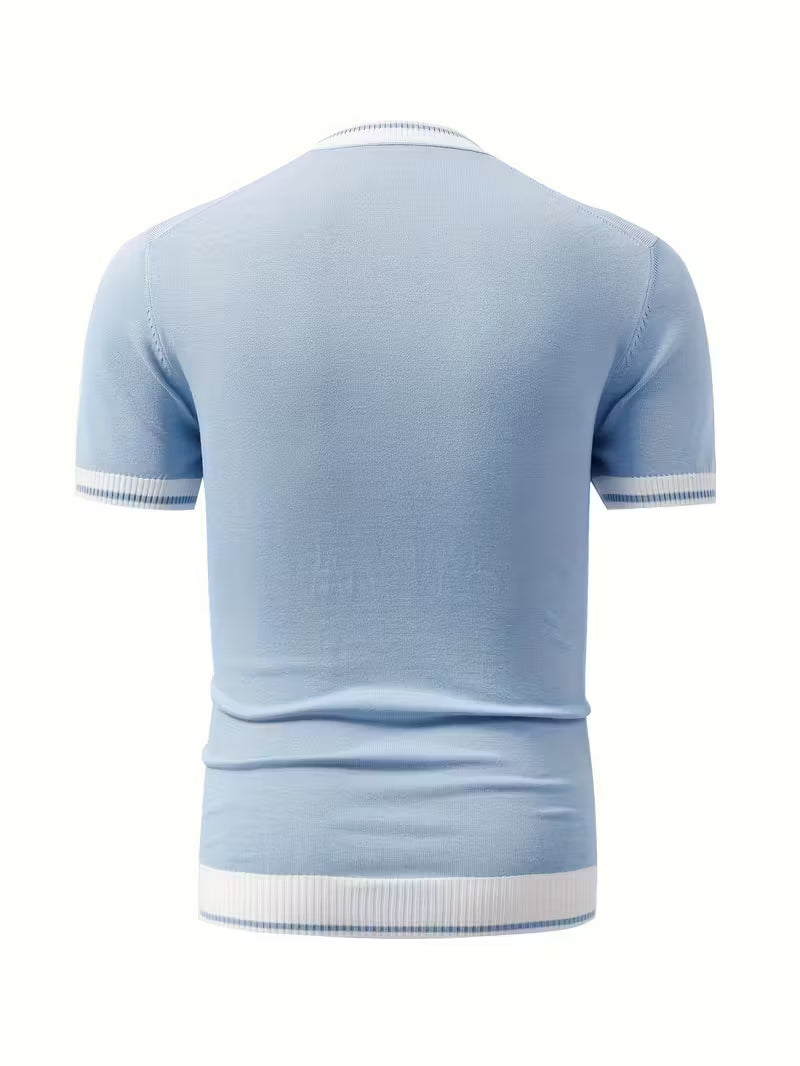 Grant | Crew Neck Sweater Light Blue White Trim