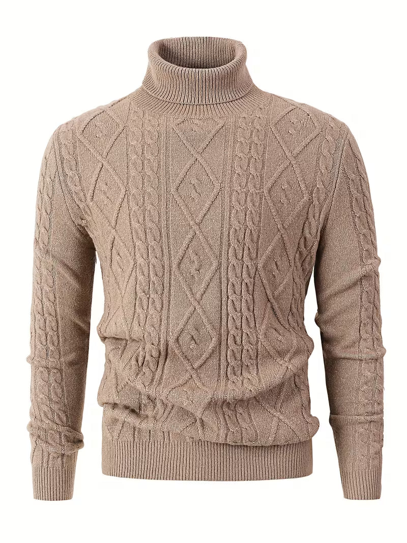 Otto | Turtleneck Cable Knit Sweater Charcoal Gray