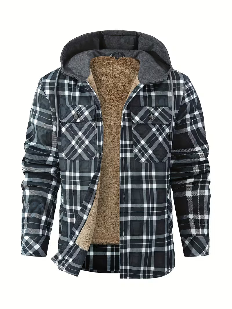 Rory | Plaid Sherpa Lined Hooded Jacket Burgundy Fleece