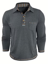 Jack | Casual Henley Polo Shirt Beige Striped Pocket