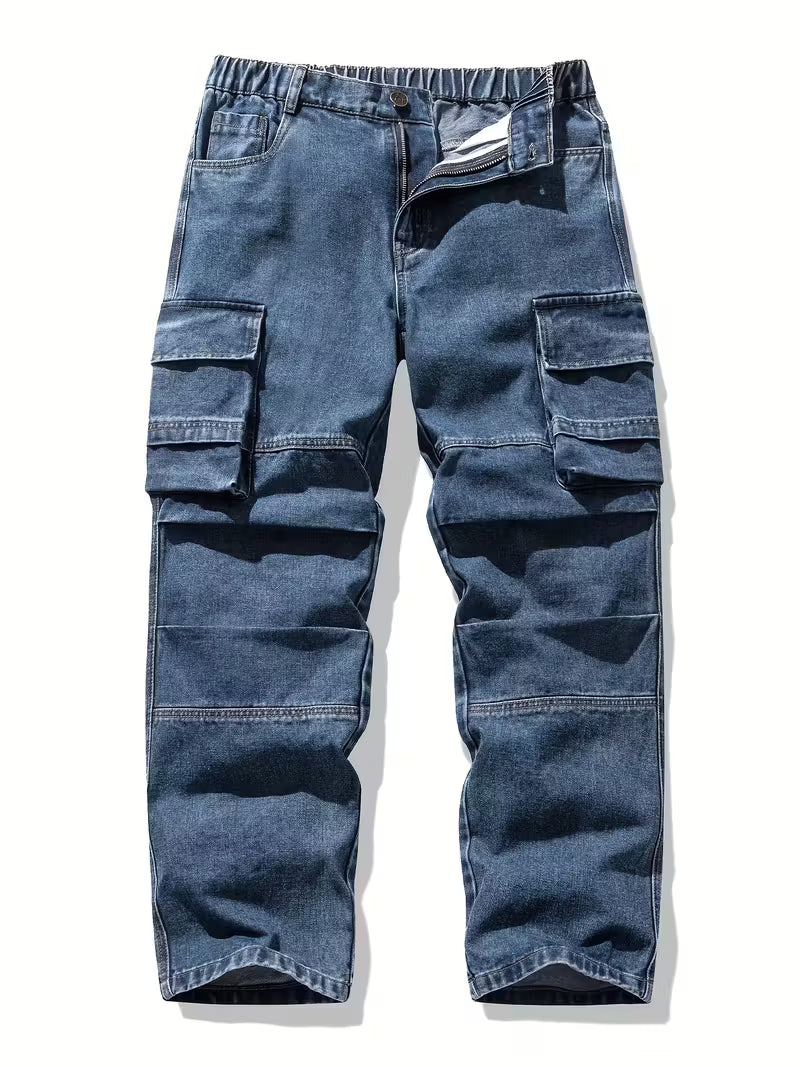 Callum | Cargo Jeans Light Blue Multiple Pockets