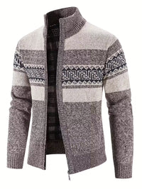 Tate | Patterned Wool Cardigan Vest Gray Navy