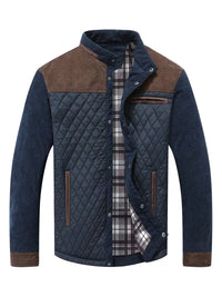 Blake | Quilted Puffer Jacket Olive Green Corduroy Trim