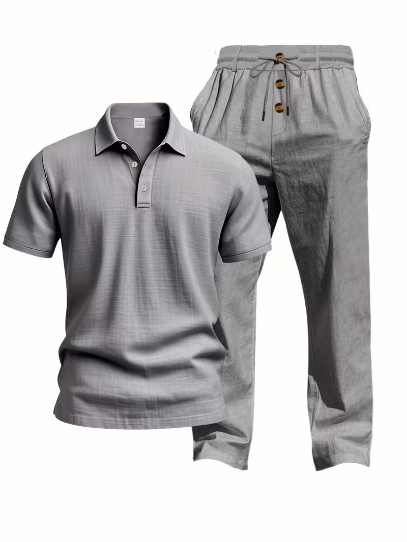 Tate | Casual Linen Set Sage Green Drawstring