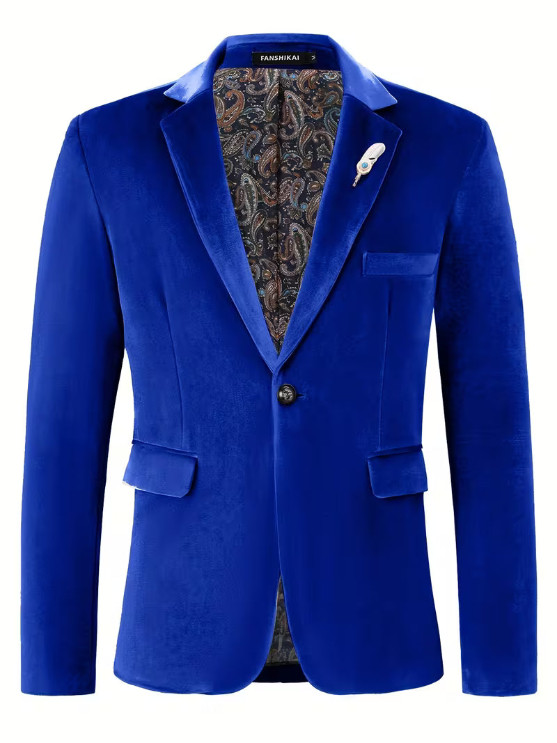 Blake | Velvet Blazer Red Single Button Casual