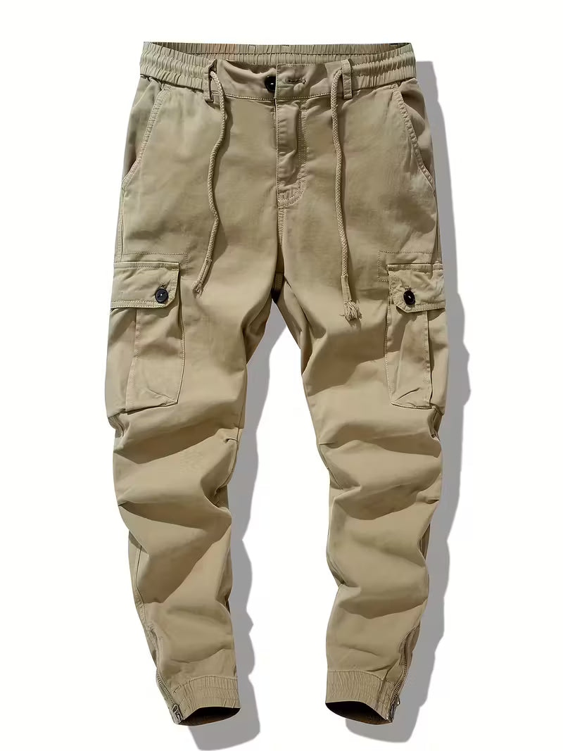Caleb | Mens Cargo Pants Gray Tapered Jogger Cuff